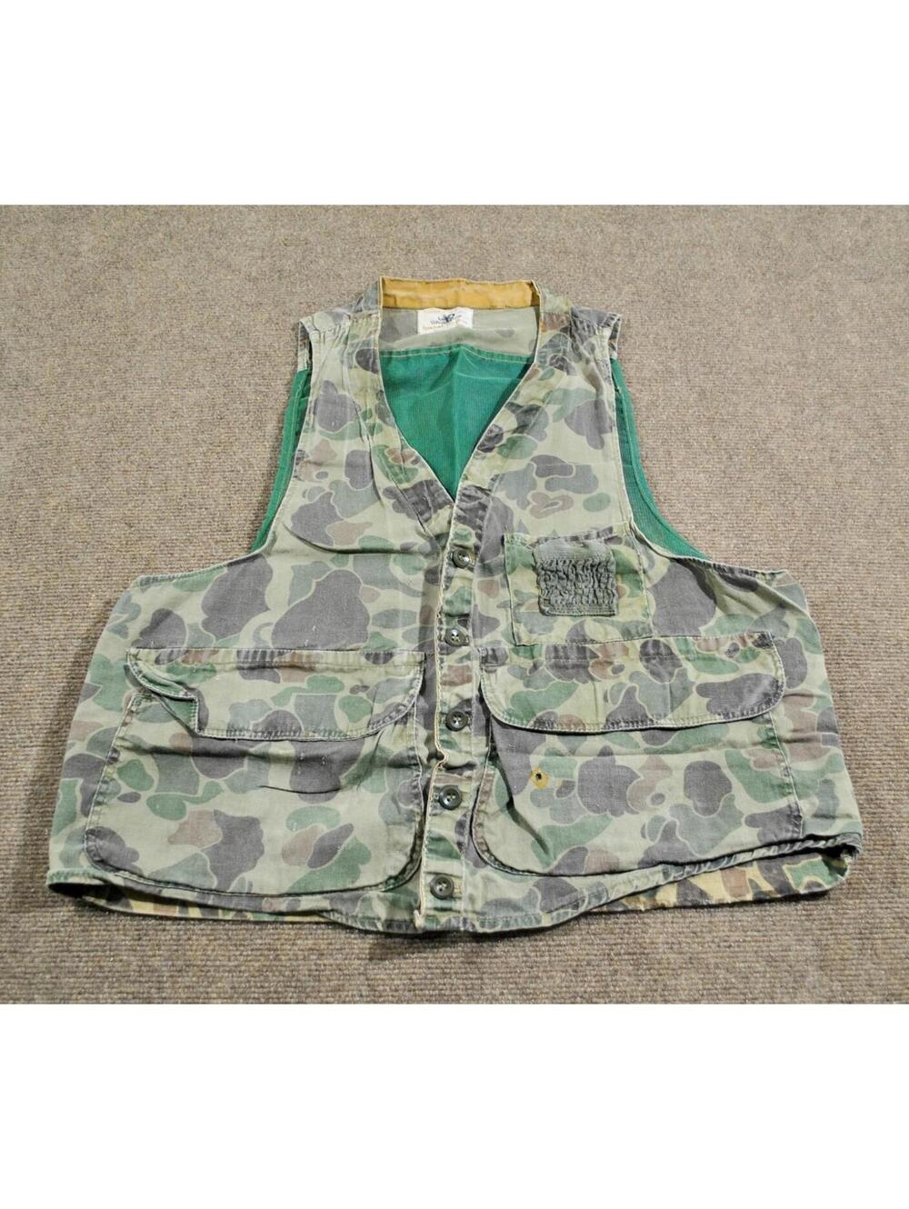 Black Sheep Hunting Clothing Dallas Texas 80s Camo Vintage Button Vest Large
